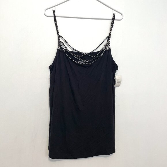 NEW NWT LANE BRYANT Plus Size Black Strappy Caged Silver Beaded Neckline Tank 2X - Picture 2 of 14